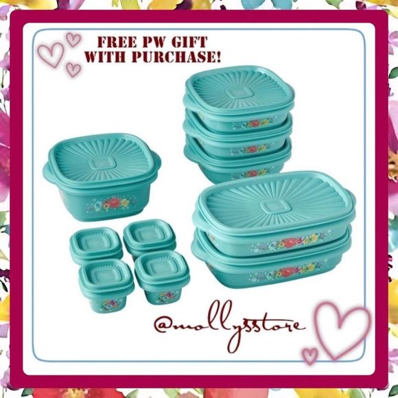 🌸 New Pioneer Woman Stackable Food Storage Set, Breezy Blossom, 20 Piece Set - Picture 1 of 8